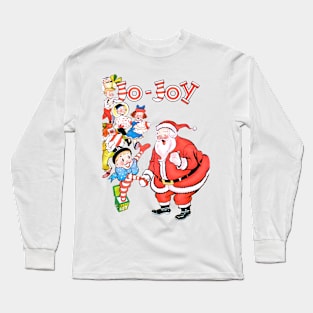 Jo Joy Santa Claus Toys Merry Christmas Retro Vintage Cartoons Comic Book Long Sleeve T-Shirt